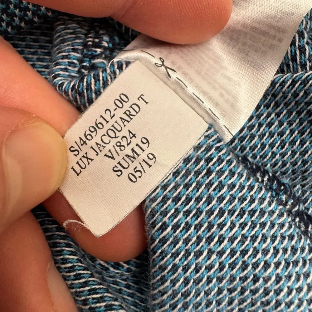 Banana Republic Jacquard Polo Shirt Men Large Blue Short Sleeve Luxury Cotton
